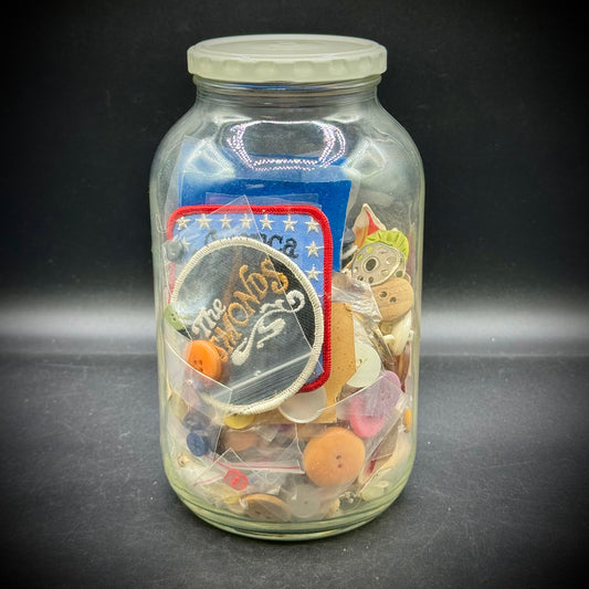 Large Vintage Assortment of Buttons & Patches in Jar