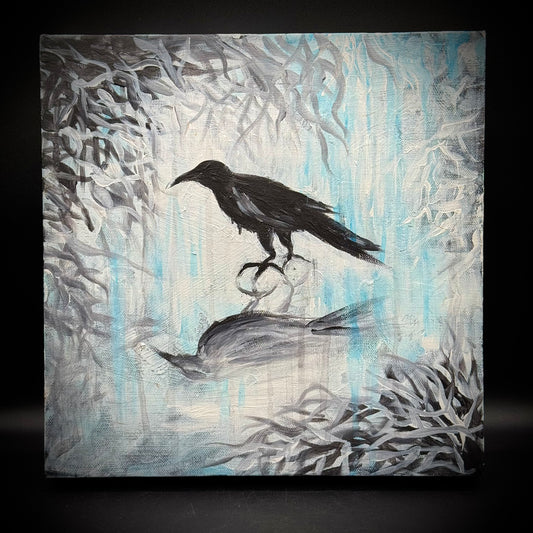 Original Oil on Canvas Crow/Raven Motif Painting