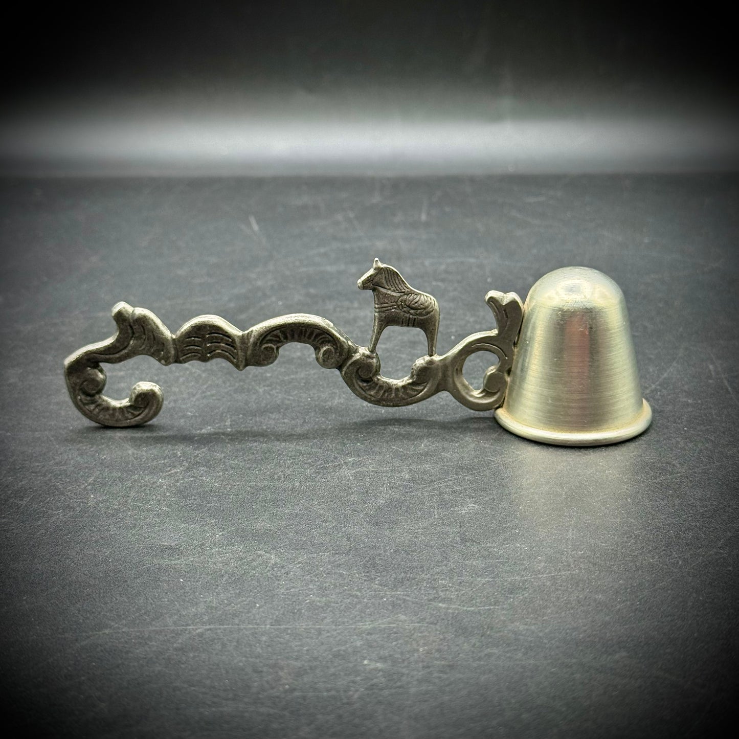 Rare Vintage Pewter Dala Horse Candle Snuffer