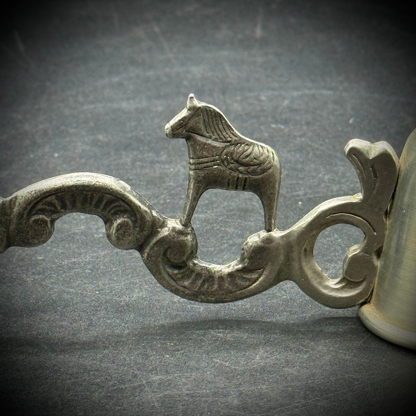 Rare Vintage Pewter Dala Horse Candle Snuffer