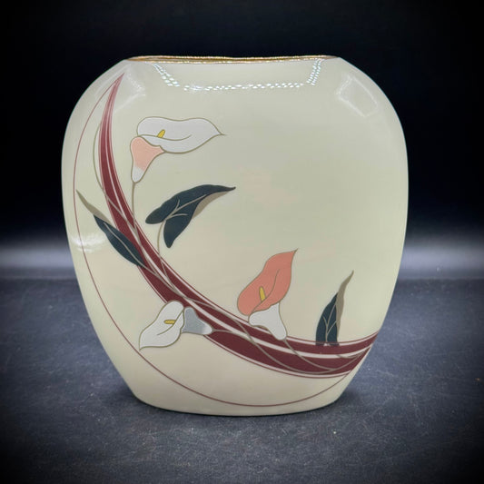 Vintage Calla Lily Motif Vase - Made in Japan