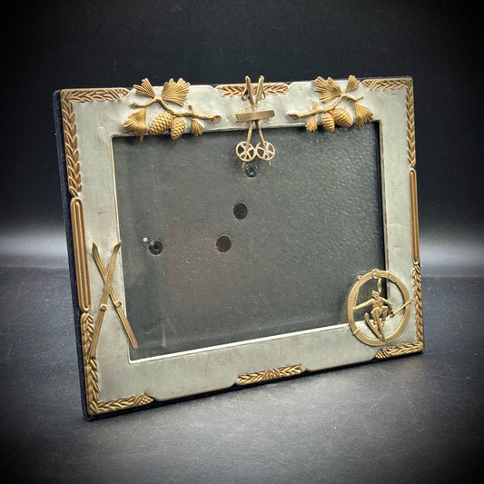 Vintage Pewter Alpine Skiing Motif Frame