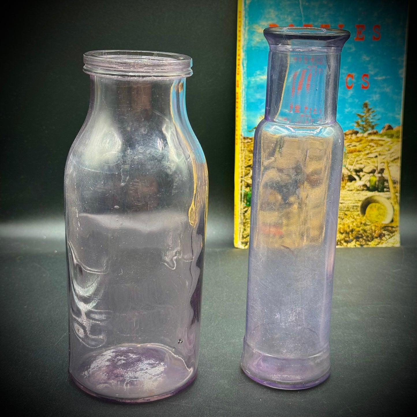 Collection of 4 Antique Glass Bottles & Book #1