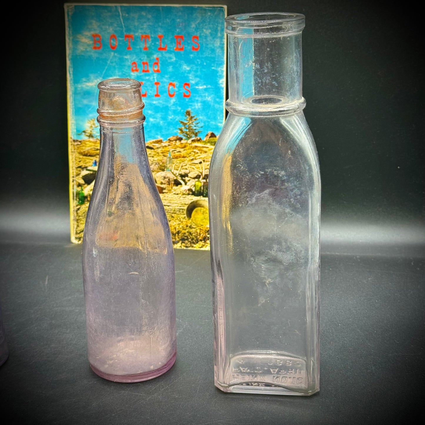 Collection of 4 Antique Glass Bottles & Book #1