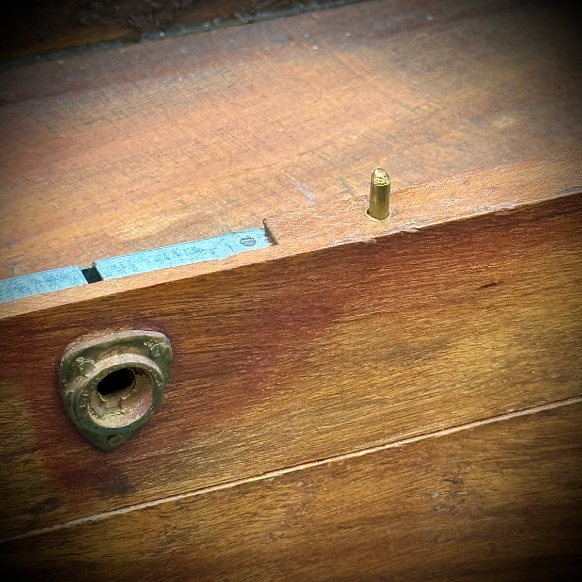 Vintage Made in India Wood & Brass Chest with Secret Drawer Lock