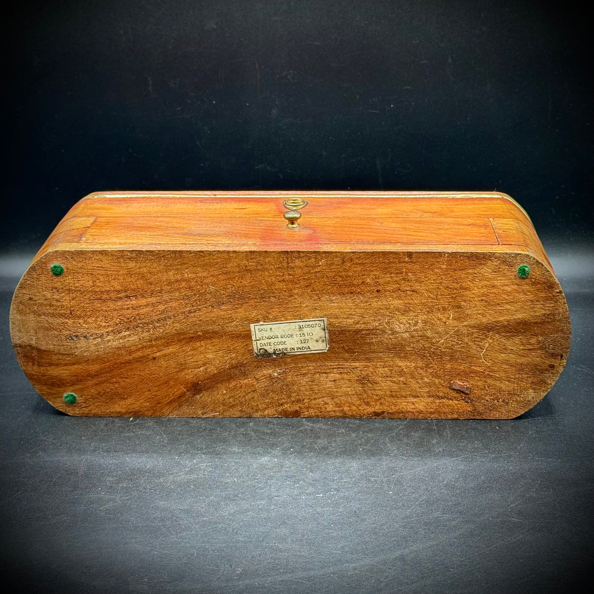 Vintage Made in India Wood & Brass Chest with Secret Drawer Lock