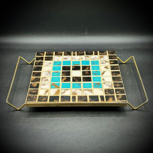 Vintage MCM Trivet with Brass Handle Frame