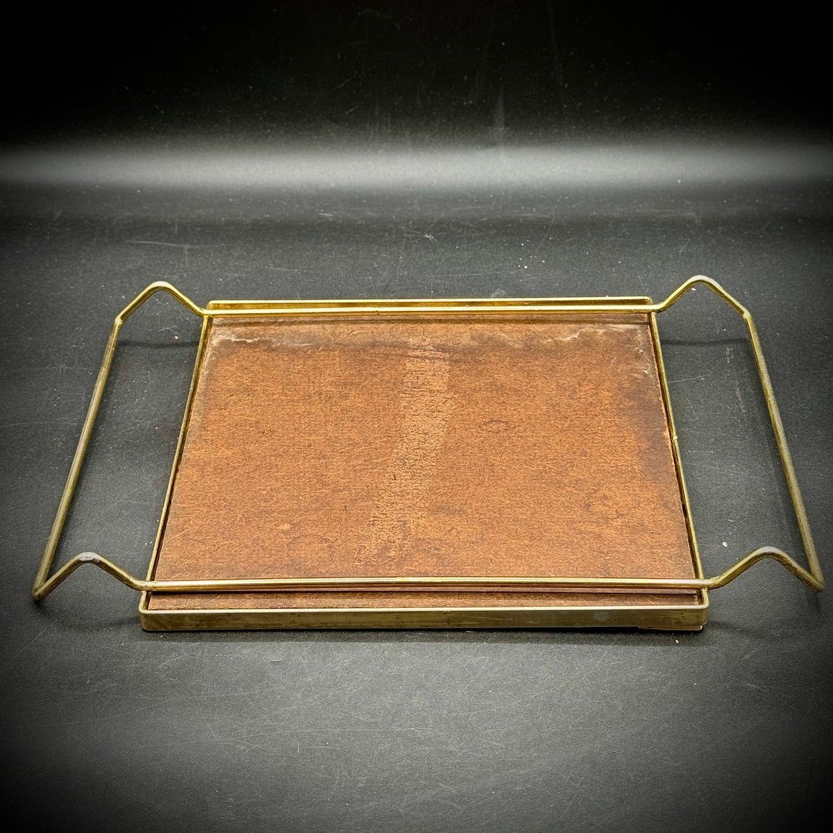 Vintage MCM Trivet with Brass Handle Frame