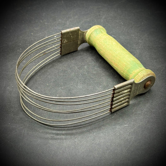 Vintage Green Wood Handle Metal Rapid Shortening Mixer