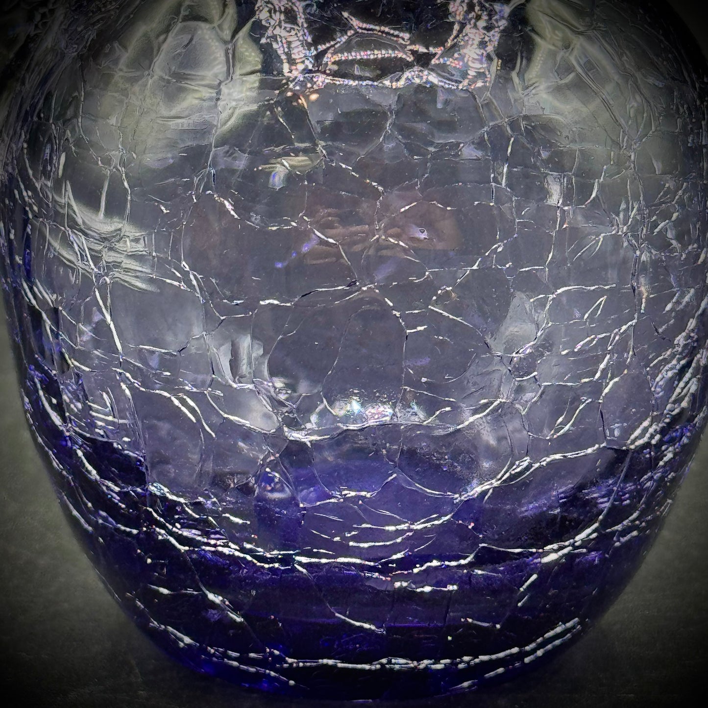 Vintage Pale Purple Crackle Glass Handled Pitcher