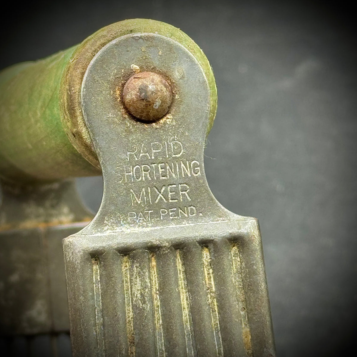 Vintage Green Wood Handle Metal Rapid Shortening Mixer