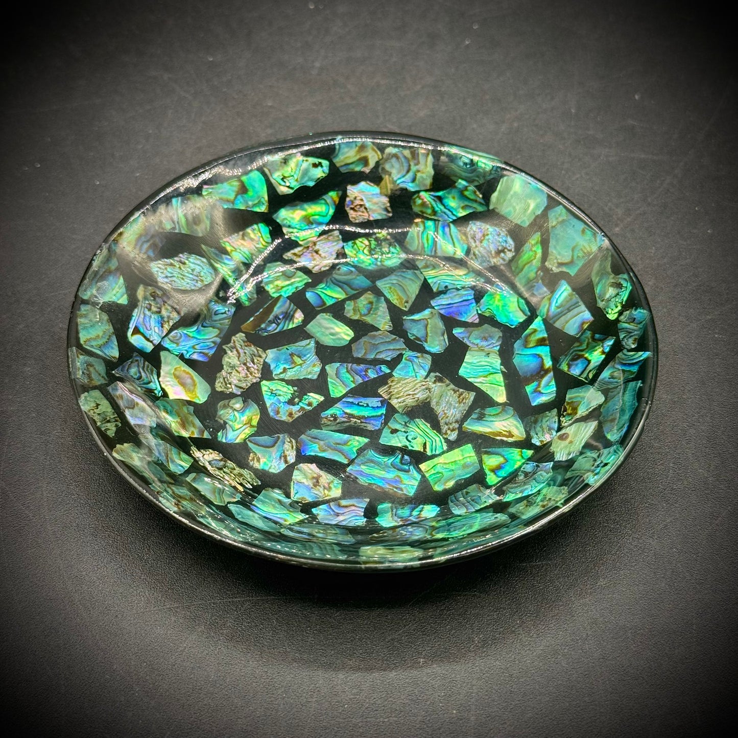 Vintage New Zealand Hand Crafted Paua Shell Trinket Dish