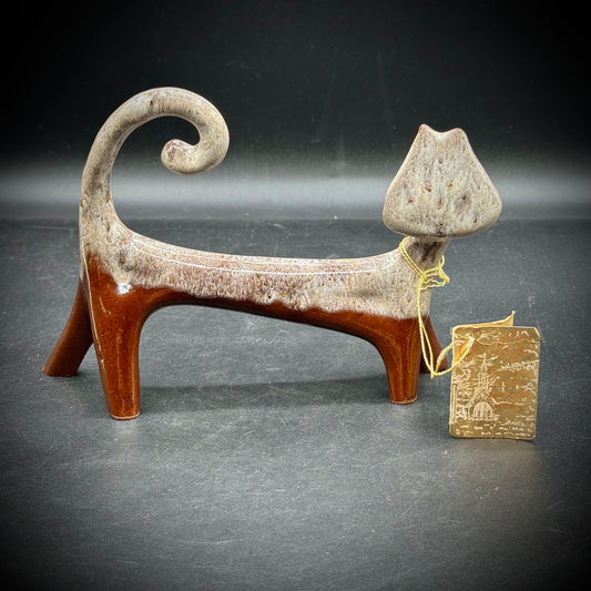 Vintage MCM Evangeline Ware Cat Sculpture with Original Tag