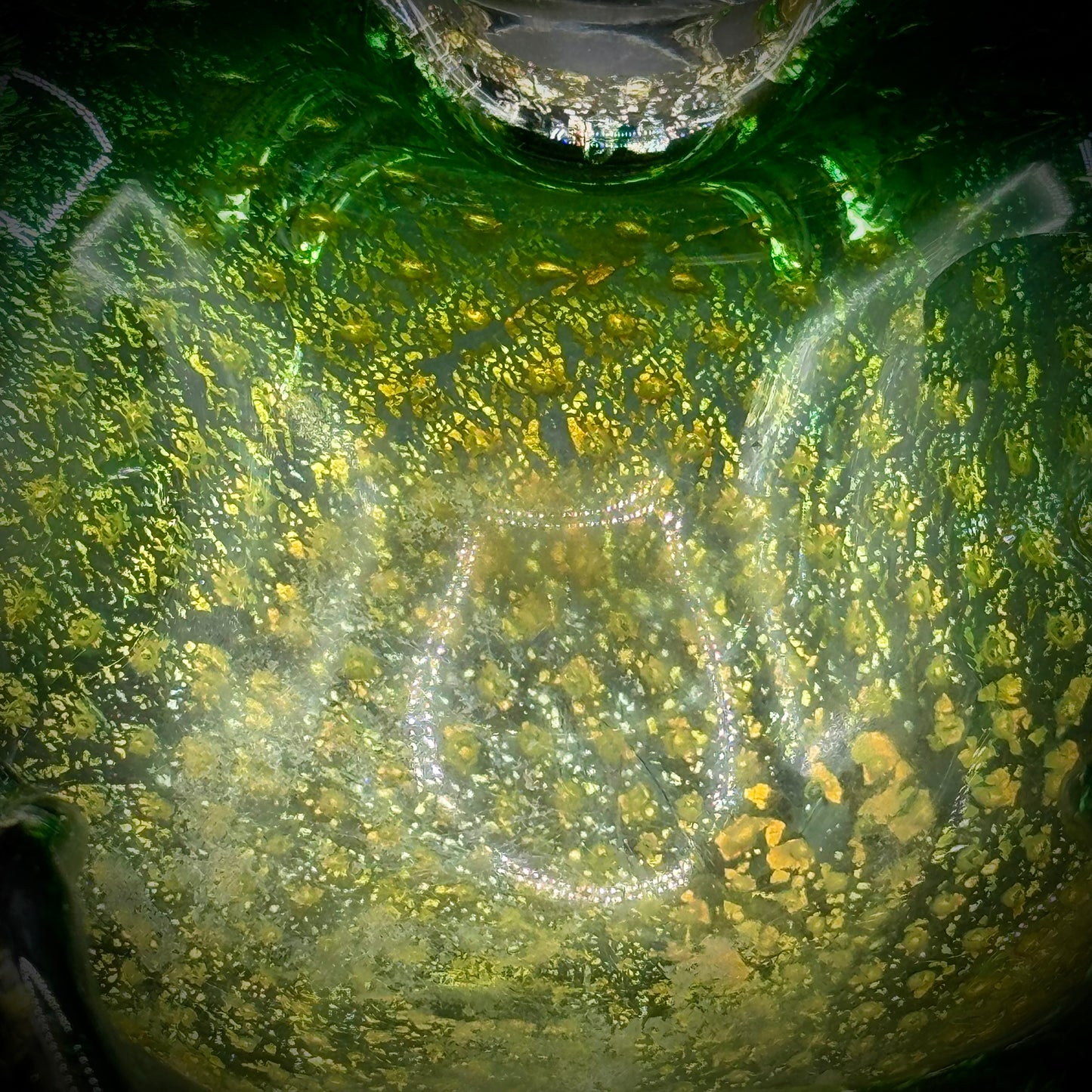 Stunning Murano Green and Gold Free Form Bowl