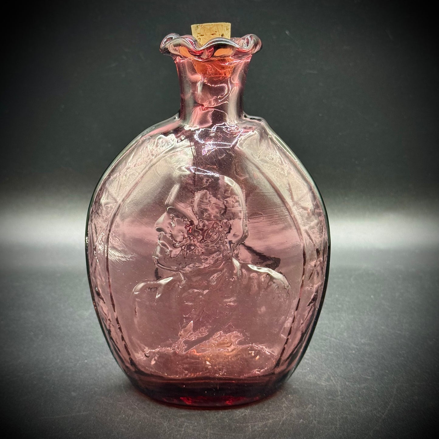 Vintage Purple Glass Civil War Bottle with Stopper