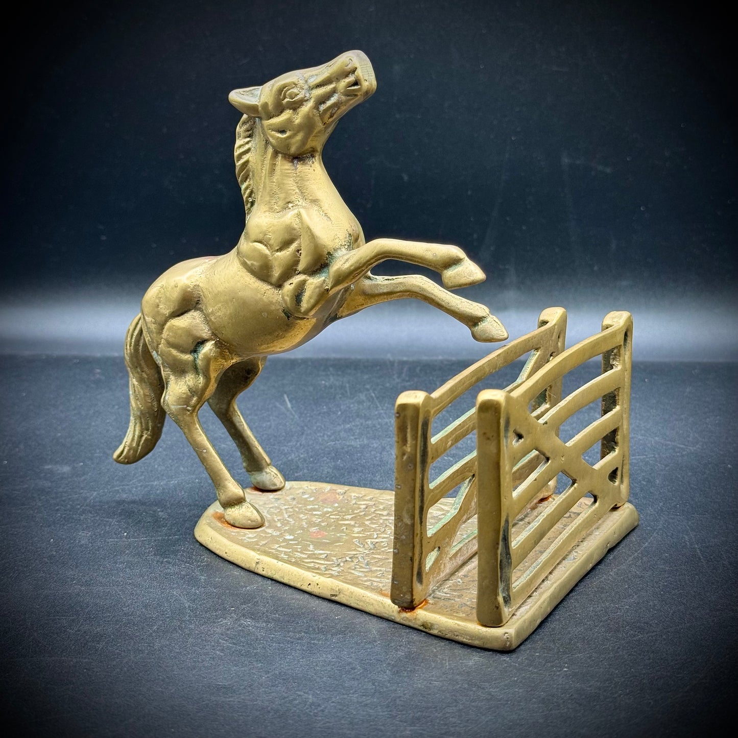 Vintage Brass Horse Sculpture Letter Holder