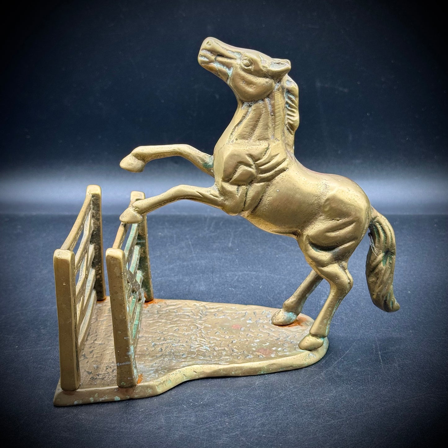 Vintage Brass Horse Sculpture Letter Holder
