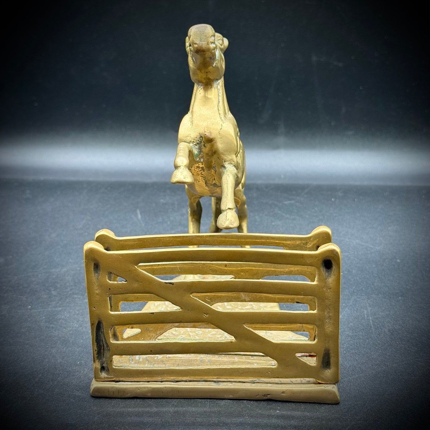 Vintage Brass Horse Sculpture Letter Holder