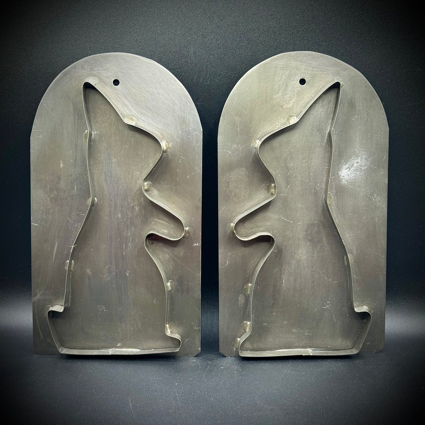 Pair of Vintage 1950s Large Metal Rabbit Cookie Cutters