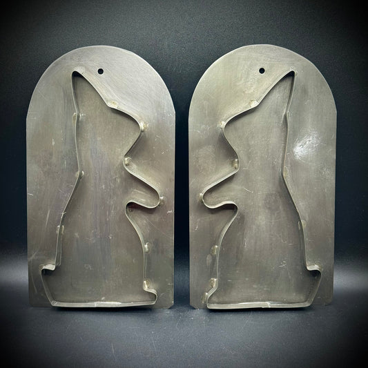 Pair of Vintage 1950s Large Metal Rabbit Cookie Cutters