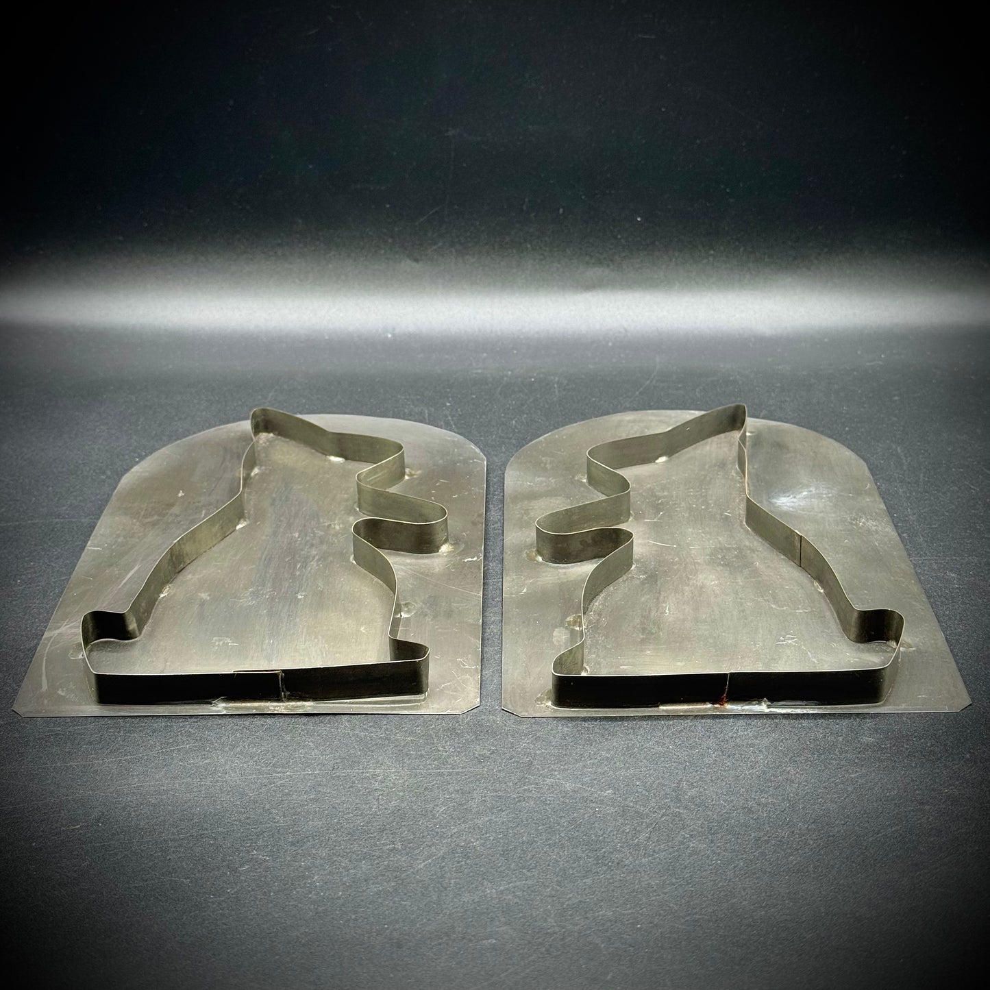 Pair of Vintage 1950s Large Metal Rabbit Cookie Cutters