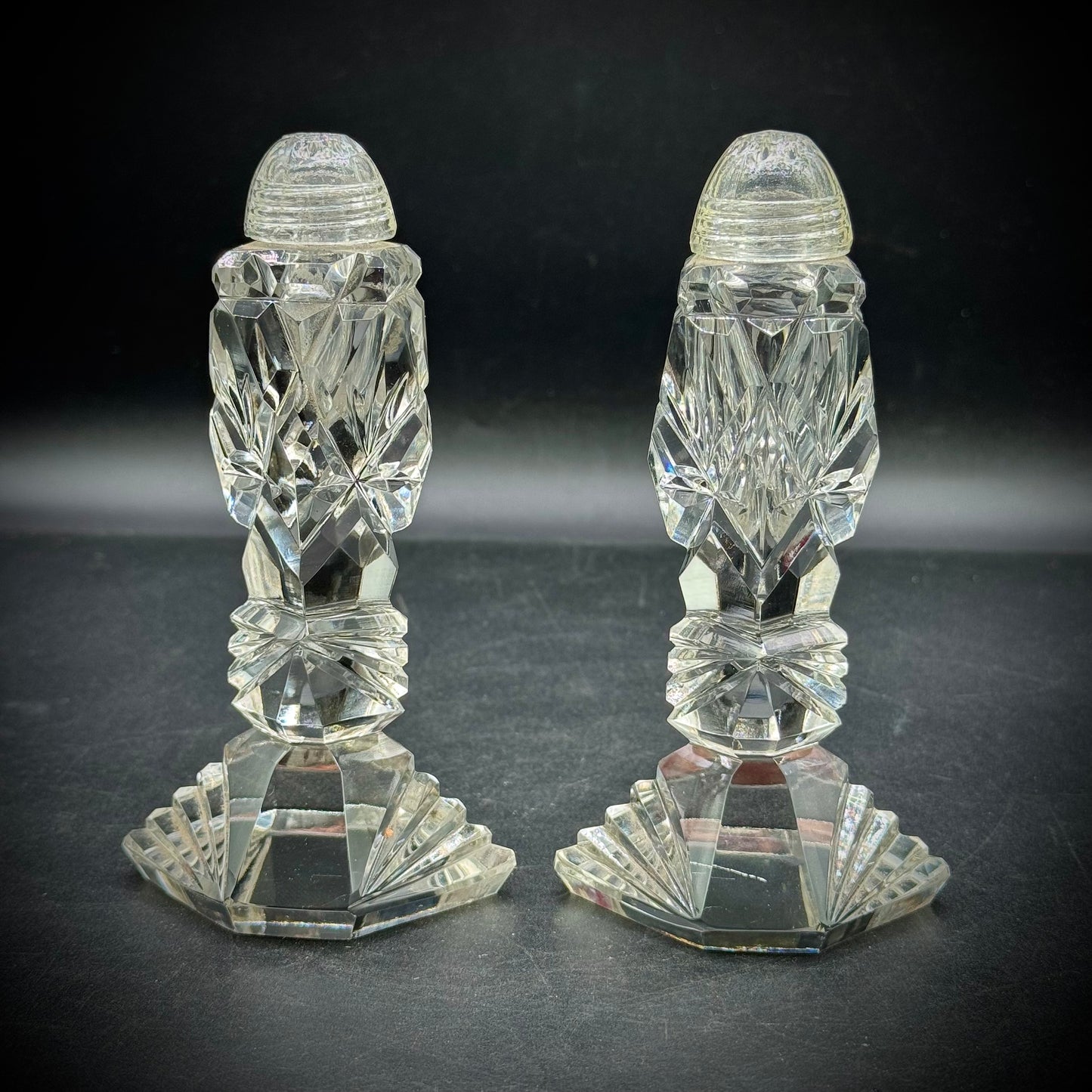 Vintage Ornate Cut Glass S&P