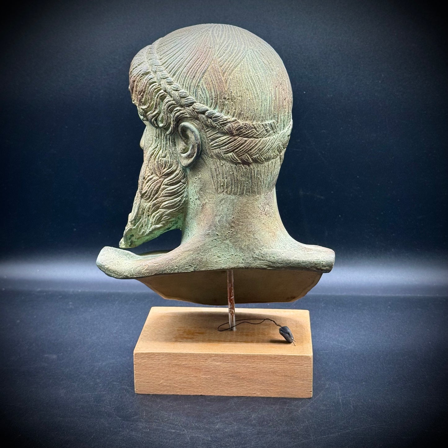 Incredible Poseidon/Neptune Bust on Wood Base - Made in Greece