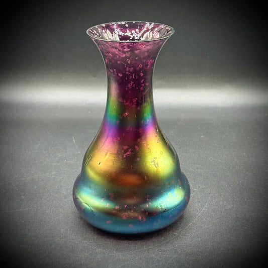 Hand Blown Iridescent Multi-Color Art Glass Vase