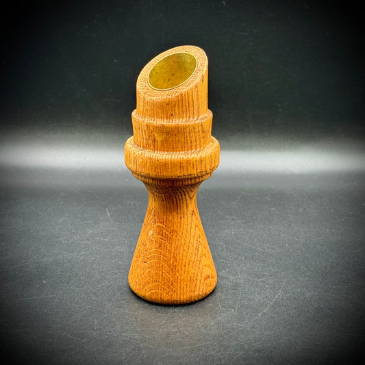Hand Turned MCM Wood & Metal Candlestick