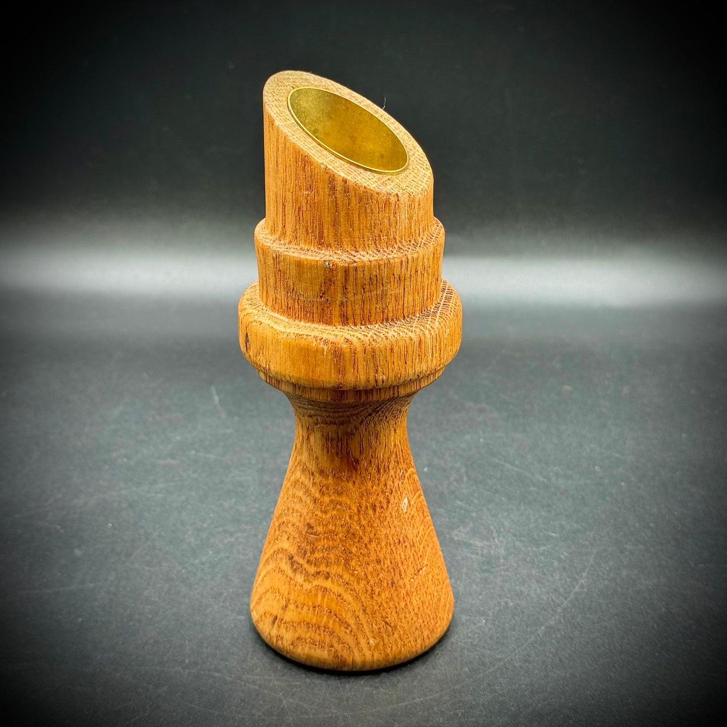 Hand Turned MCM Wood & Metal Candlestick