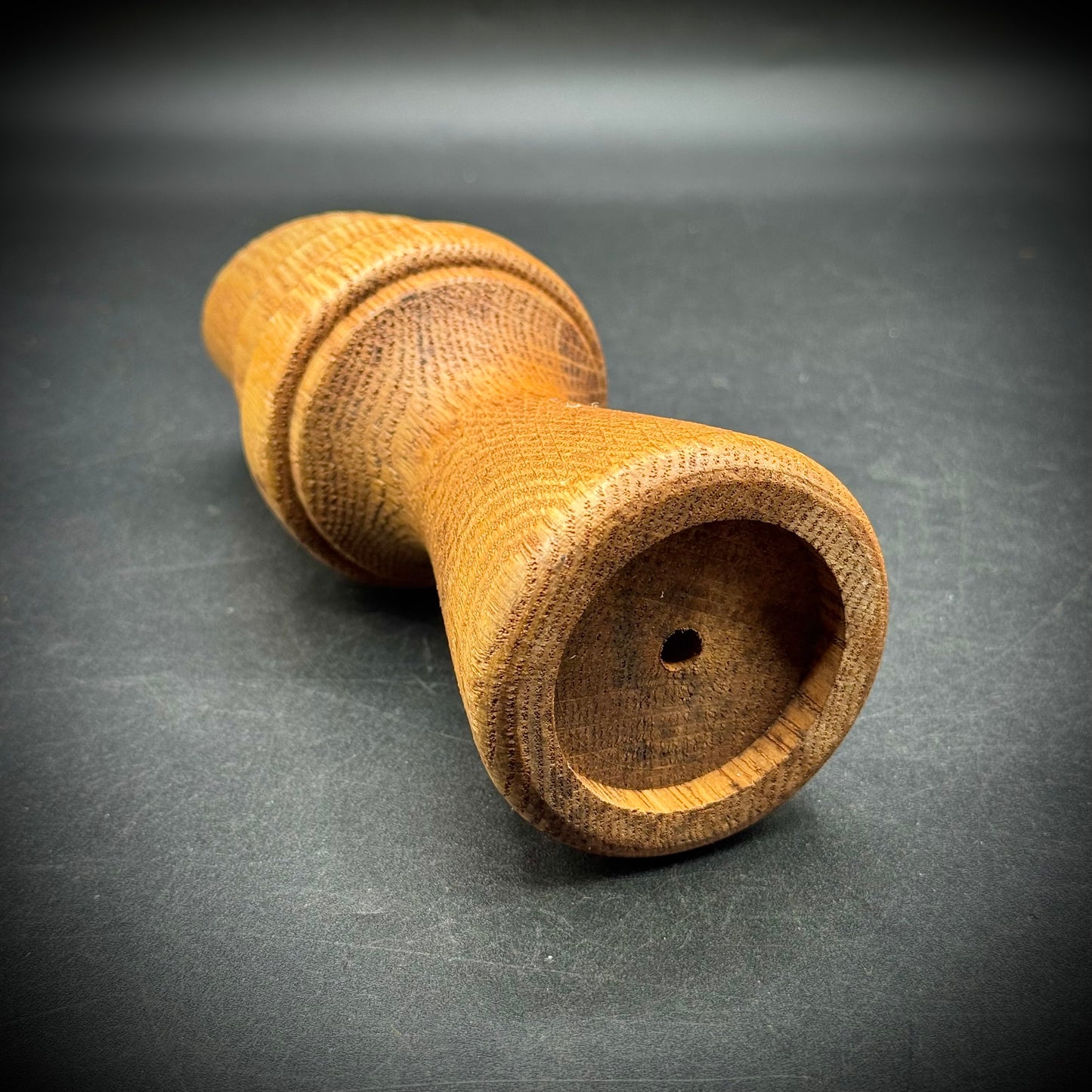 Hand Turned MCM Wood & Metal Candlestick
