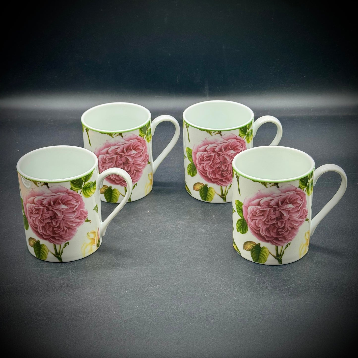 Set of Four New Spode Home Roses Coffee Mugs