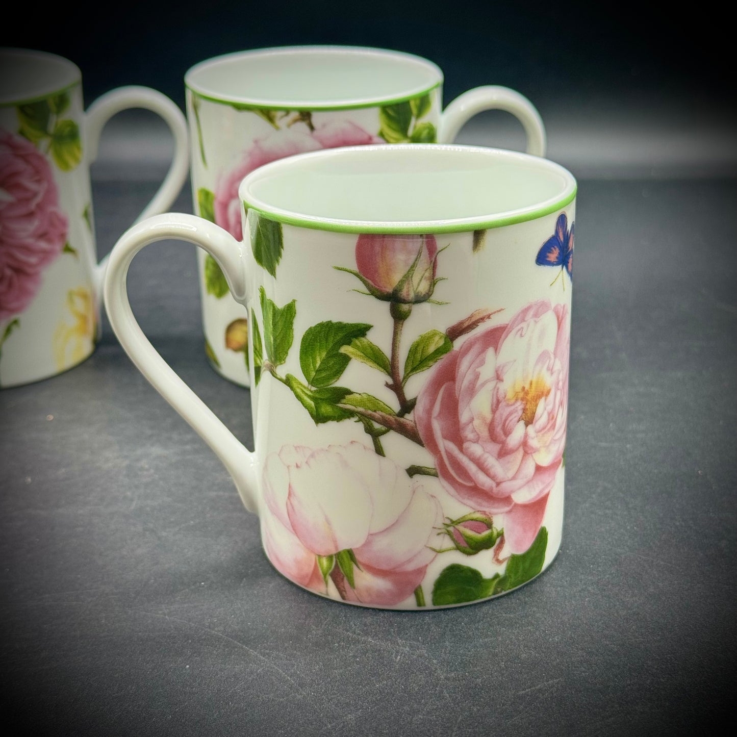 Set of Four New Spode Home Roses Coffee Mugs