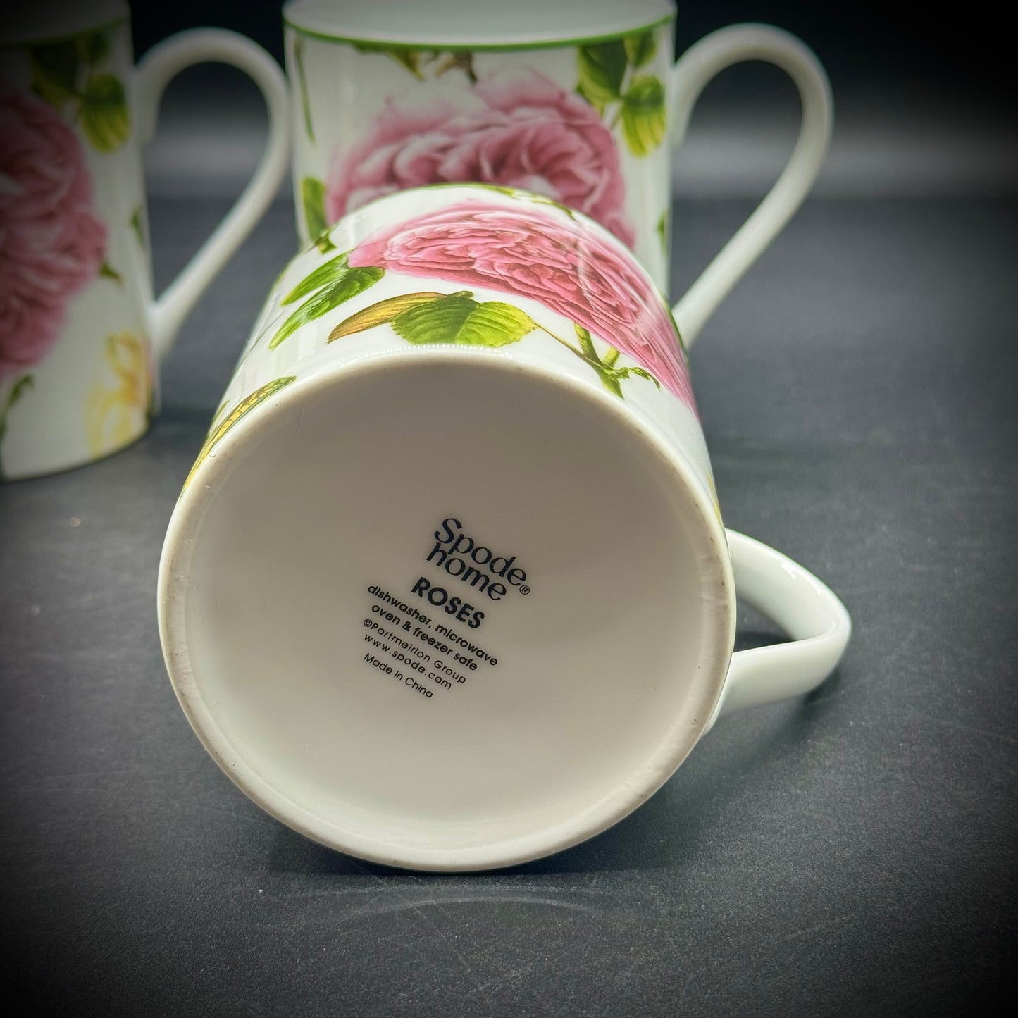 Set of Four New Spode Home Roses Coffee Mugs