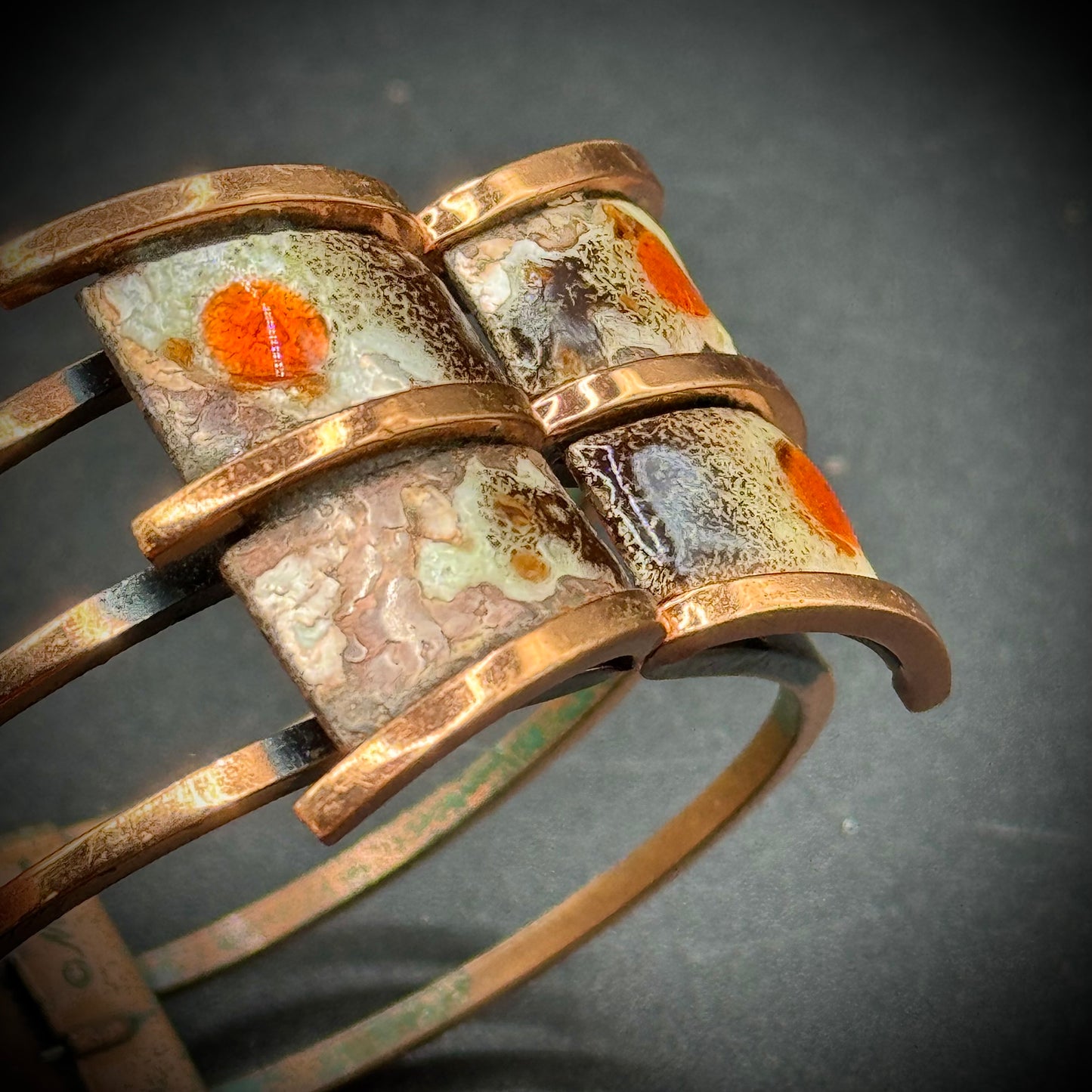 Vintage MCM Matisse Copper & Enamel Bracelet