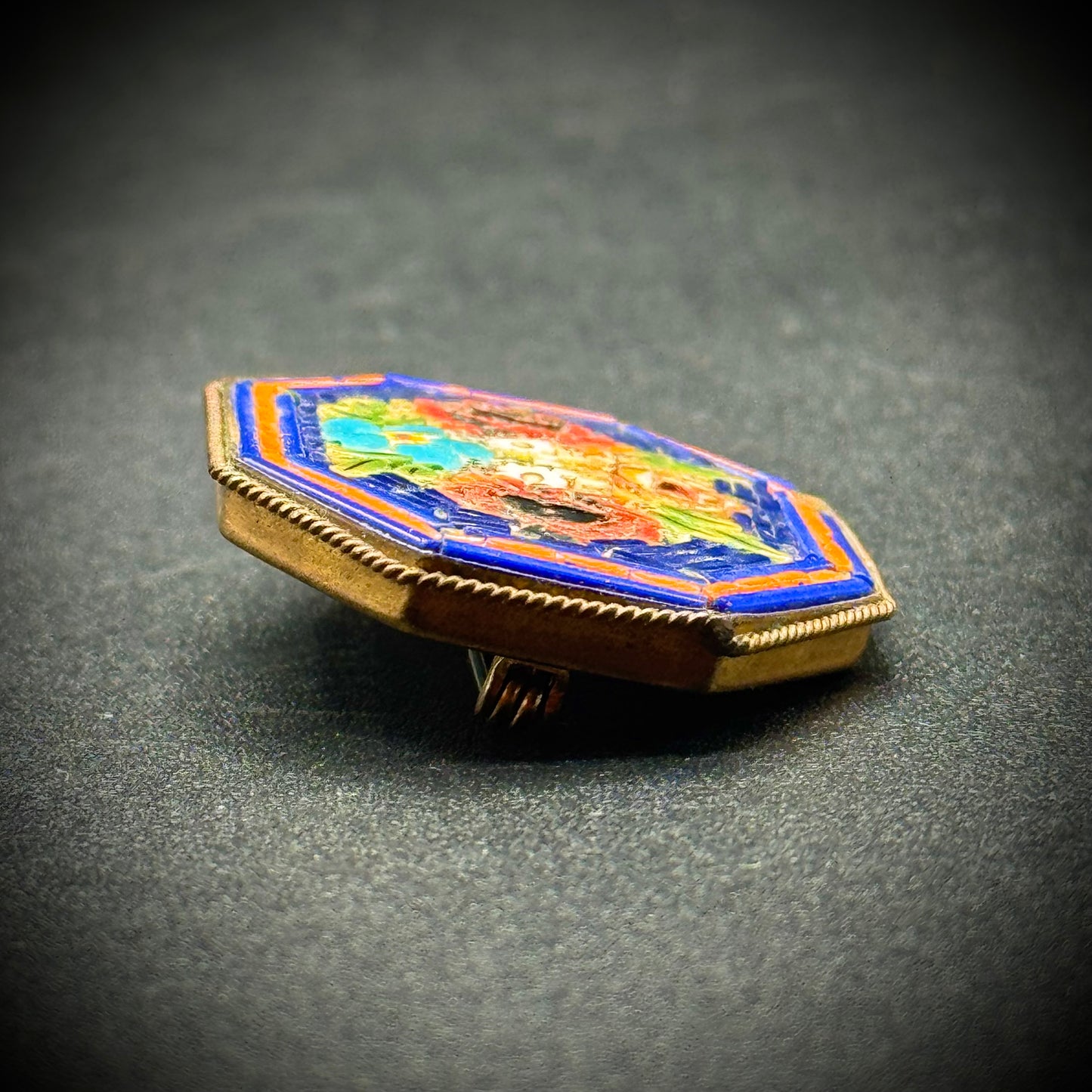 Antique Victorian Micro Mosaic Brooch Made in Italy
