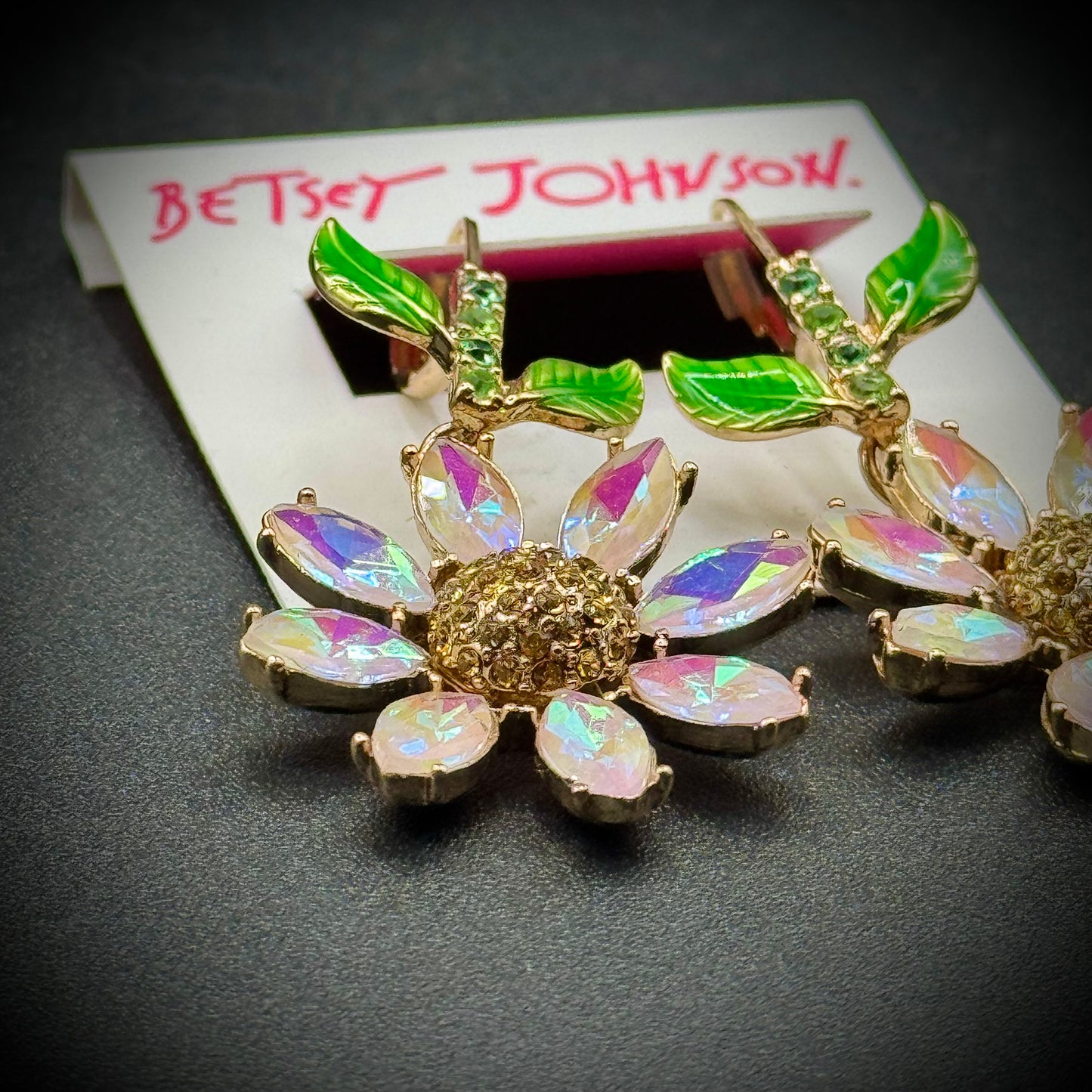 New Betsy Johnson Hanging Flower Earrings