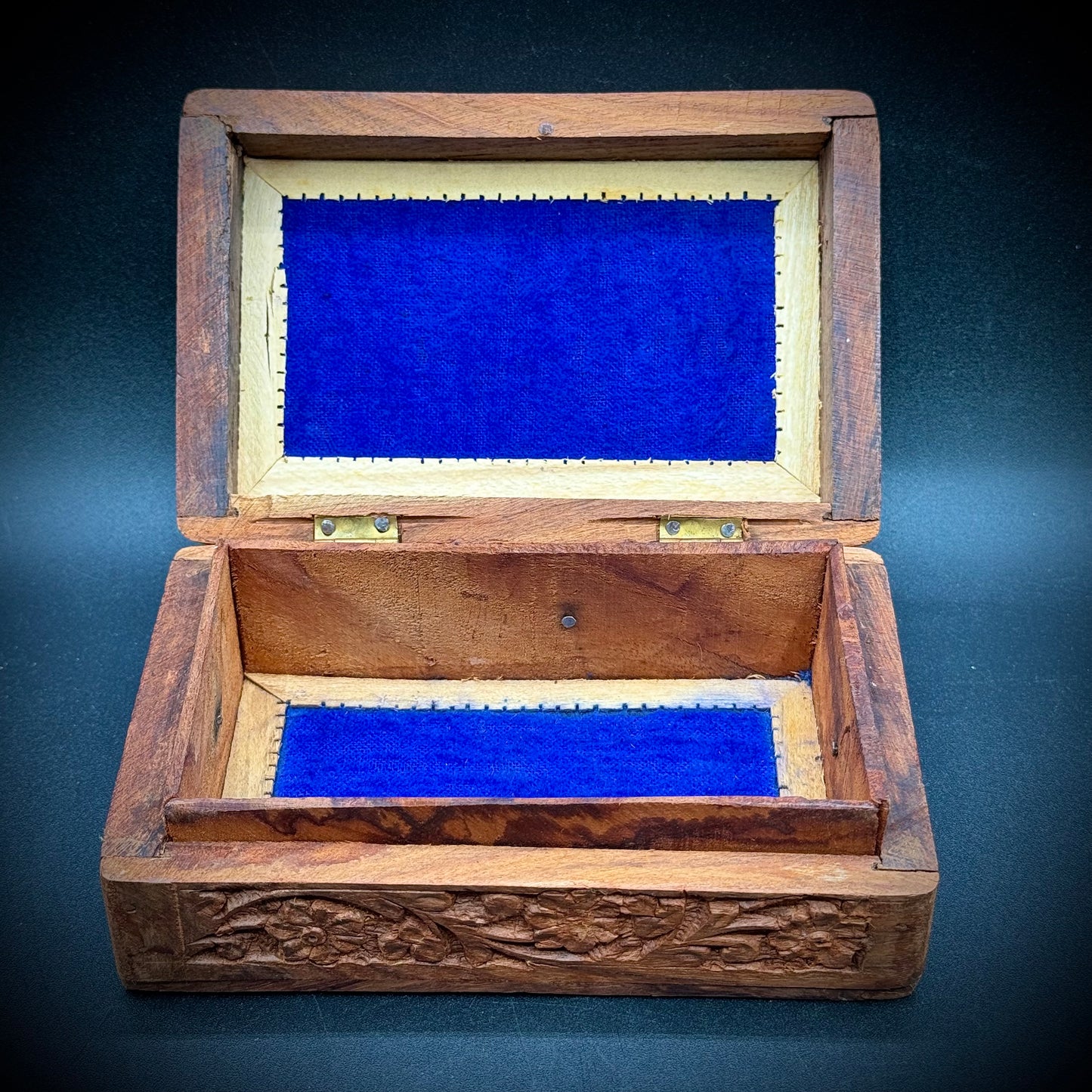Inlaid Rosewood Carved Trinket Box - Made in India