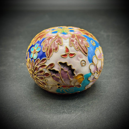 Stunning Multi-Color Cloisonné Ball with Flower & Butterfly Motif