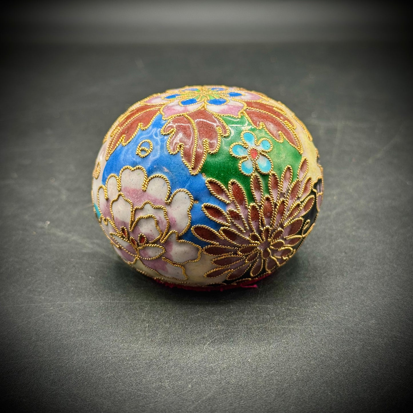 Stunning Multi-Color Cloisonné Ball with Flower & Butterfly Motif