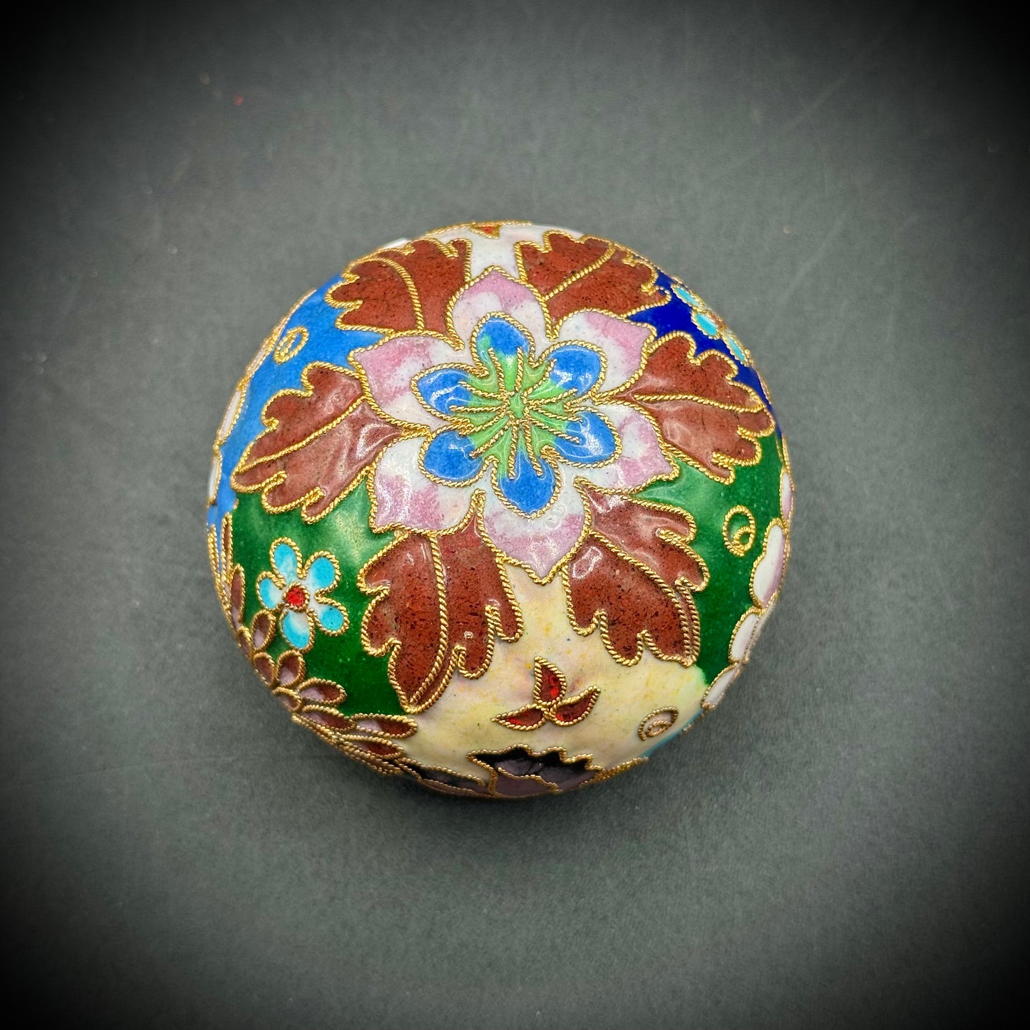 Stunning Multi-Color Cloisonné Ball with Flower & Butterfly Motif
