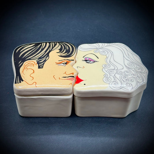 Vintage Clark Gable & Jean Harlow Kissing Trinket Boxes