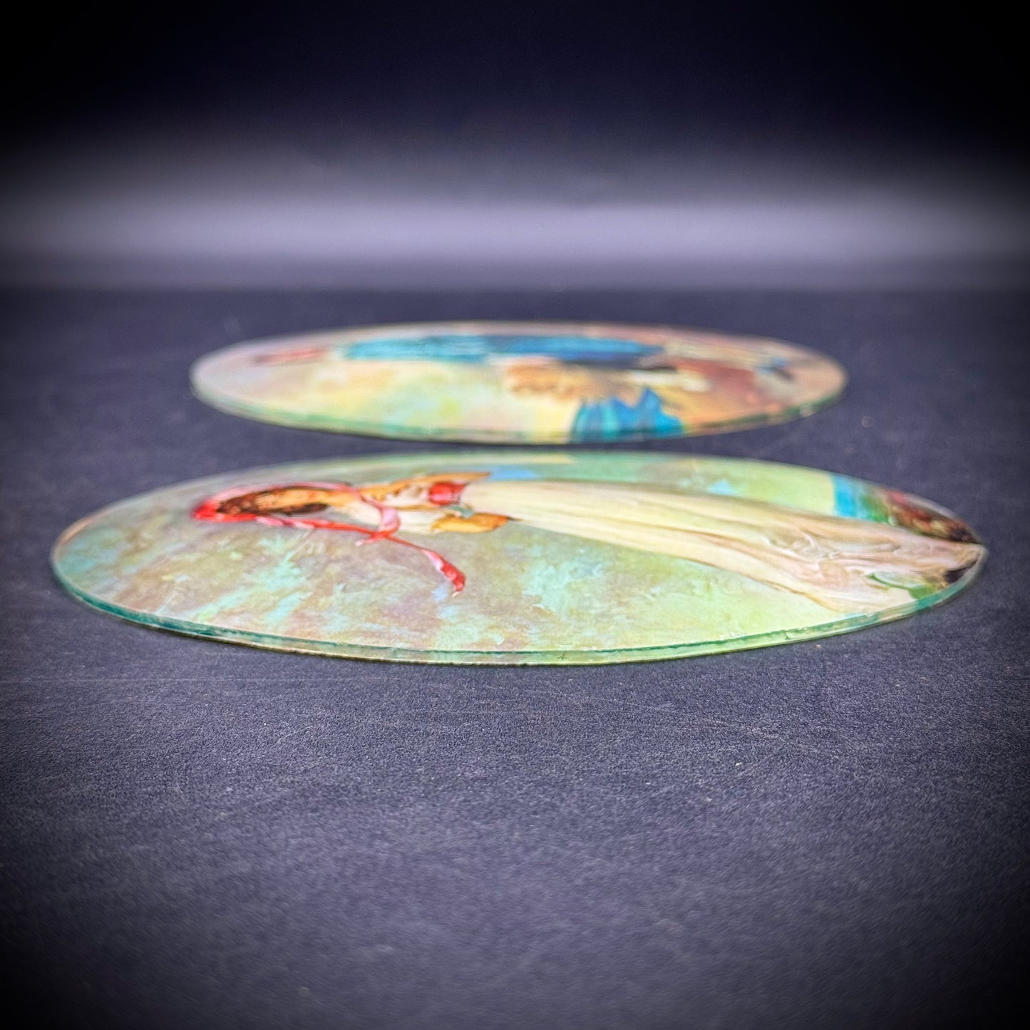 Pair of Vintage Convex Gainsborough Prints on Glass "Blue Boy" & "Pinkie"