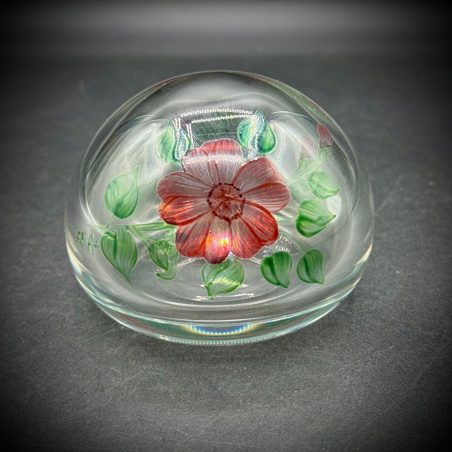 Orrefors Sweden Hand Painted Gorgeous Glass Paperweight