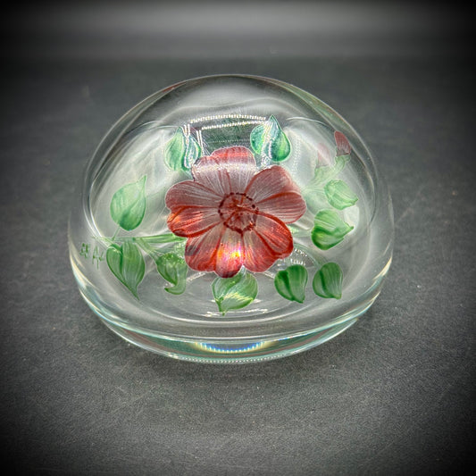 Orrefors Sweden Hand Painted Gorgeous Glass Paperweight