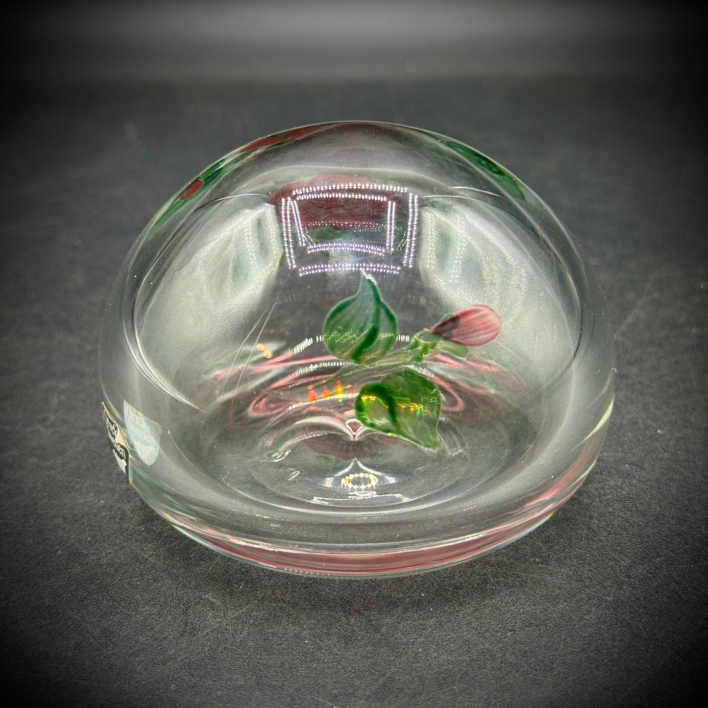 Orrefors Sweden Hand Painted Gorgeous Glass Paperweight