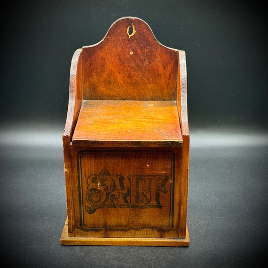 19th Century Primitive Antique Wood Salt Box