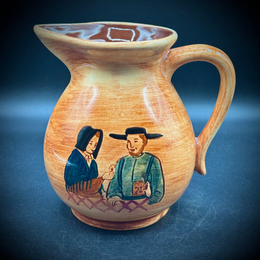Pennsbury Pottery Pitcher with Amish Motif