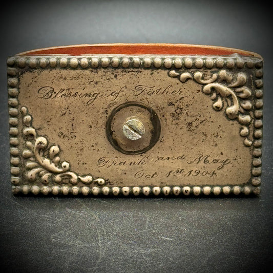 Antique 1904 Sterling Silver & Wood Ink Blotter with Inscription