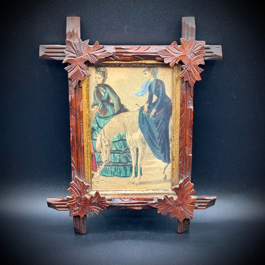 Antique Victorian Stunning Wood Frame with Lithograph